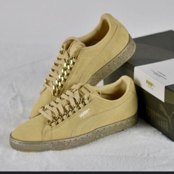 Puma classic suede chain sneakers in reed yellow - Picture 1 of 5